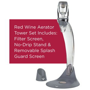 Vinturi Acrylic Wine Aerator Tower Set for Red Wines with Clear Stand