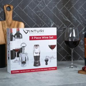 Vinturi Wine Tool Set Bundle with Red Wine Aerator, Wine Opener, and Stopper